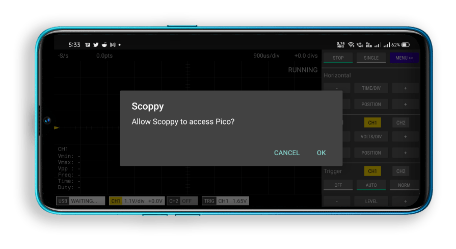Allow the scoppy to access the Pi Pico